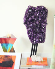 Statement Amethyst Geode | 98lb / 3ft Deep Purple Brazilian Crystal on Custom Stand