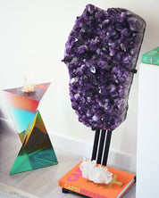 Statement Amethyst Geode | 98lb / 3ft Deep Purple Brazilian Crystal on Custom Stand