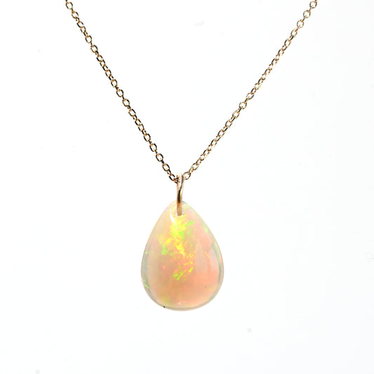 Fire Opal Necklace 14k Gold