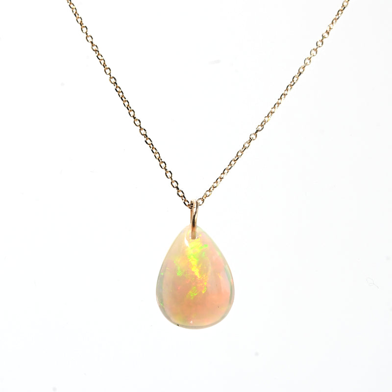 Fire Opal Necklace 14k Gold