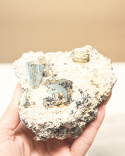 Cubic Pyrite and Quartz Crystal Cluster 4in