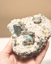Cubic Pyrite and Quartz Crystal Cluster 4in