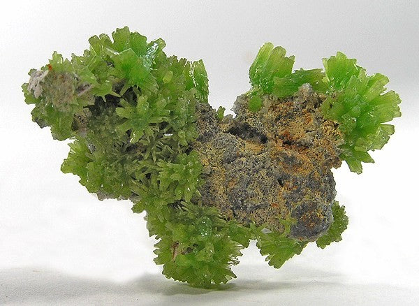 Pyromorphite crystal — Green, yellow, brown specimen, Hexagonal crystal system
