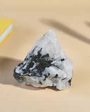 Quartz with Black Tourmaline – Brazil - black tourmaline protection crystal rough natural side view