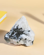 Quartz with Black Tourmaline – Brazil - black tourmaline protection crystal rough natural in natural light