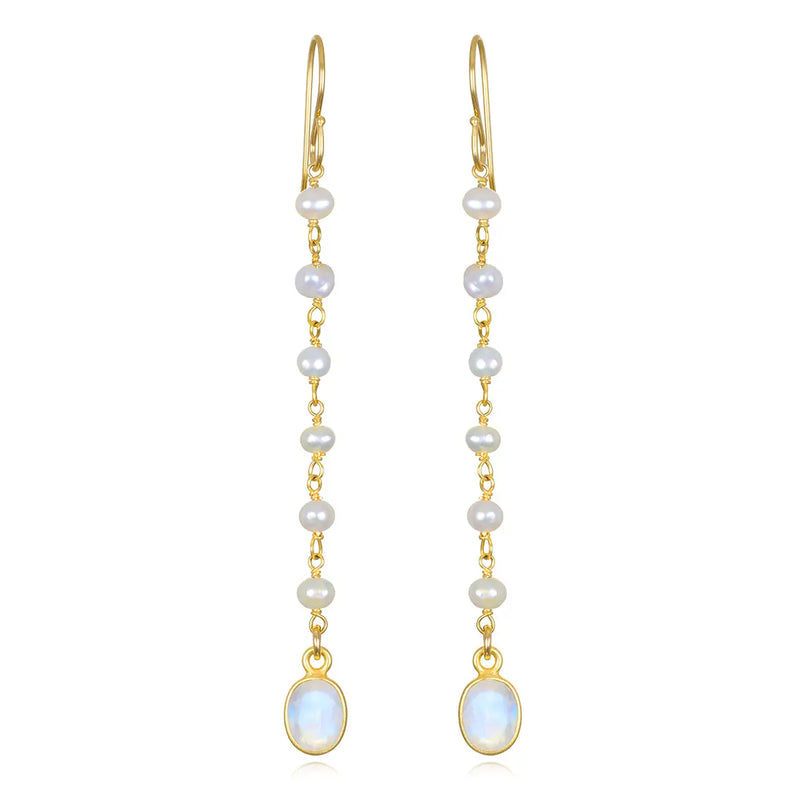 Rainbow Moonstone Duster Dangles