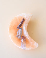 Orange Selenite Moon Bowl 4in