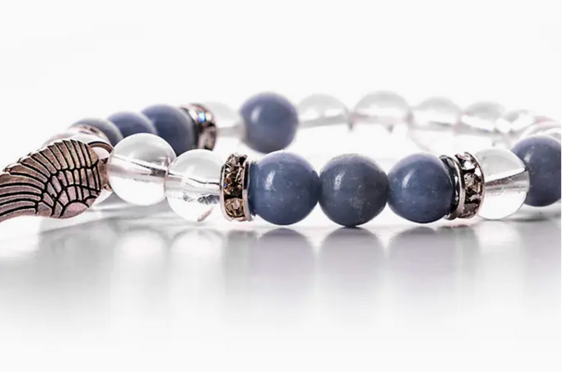 Guidance Crystal Bracelet - Angelite, Quartz & Angel Wing