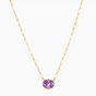Amethyst Gem Drop Paperclip Necklace