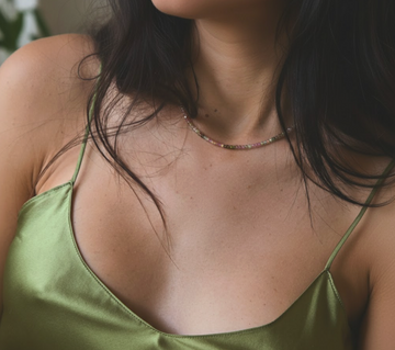 Watermelon Tourmaline Beaded Choker - tourmaline crystal necklace for sale at Crystals.com