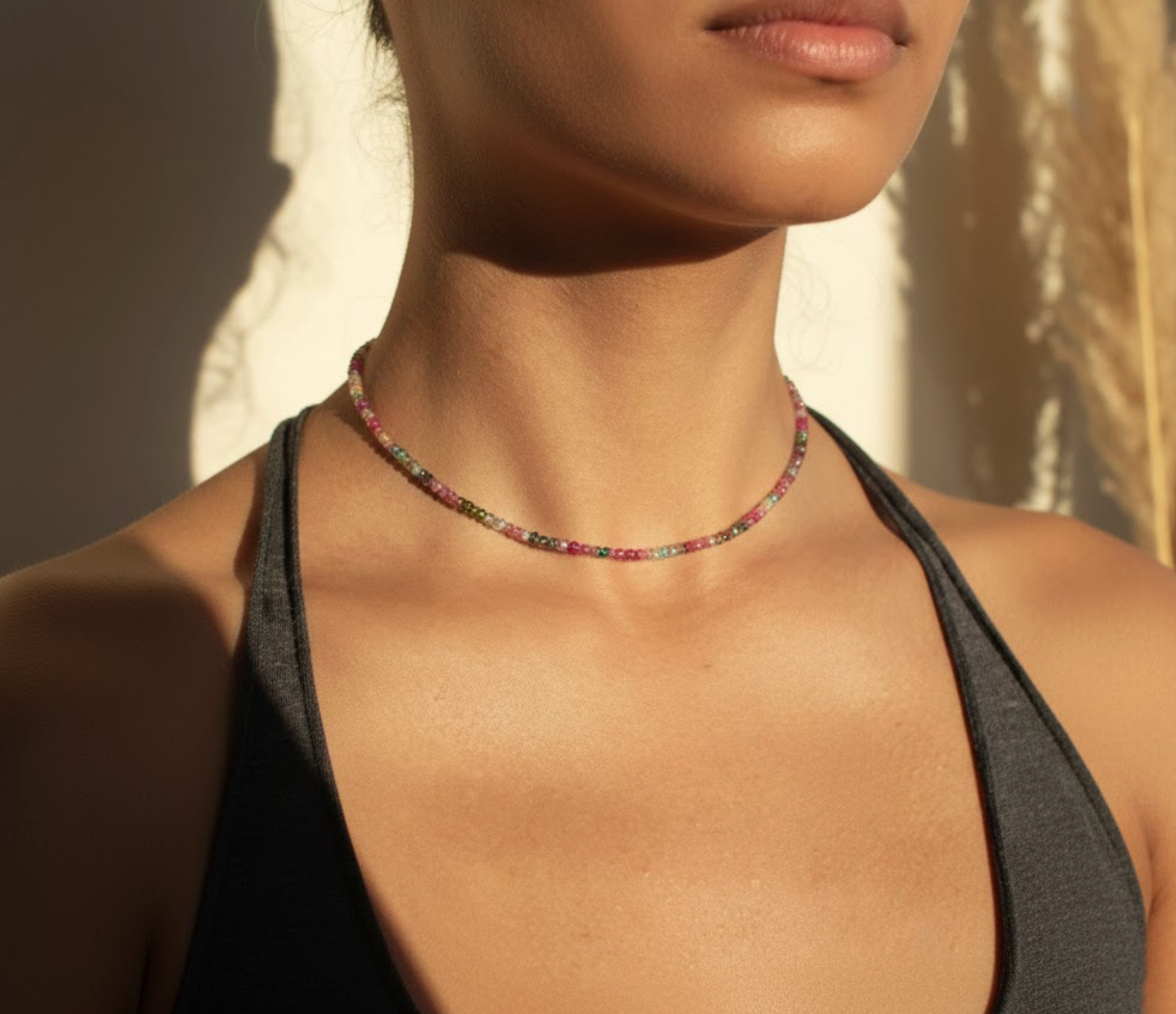 Watermelon Tourmaline Beaded Choker