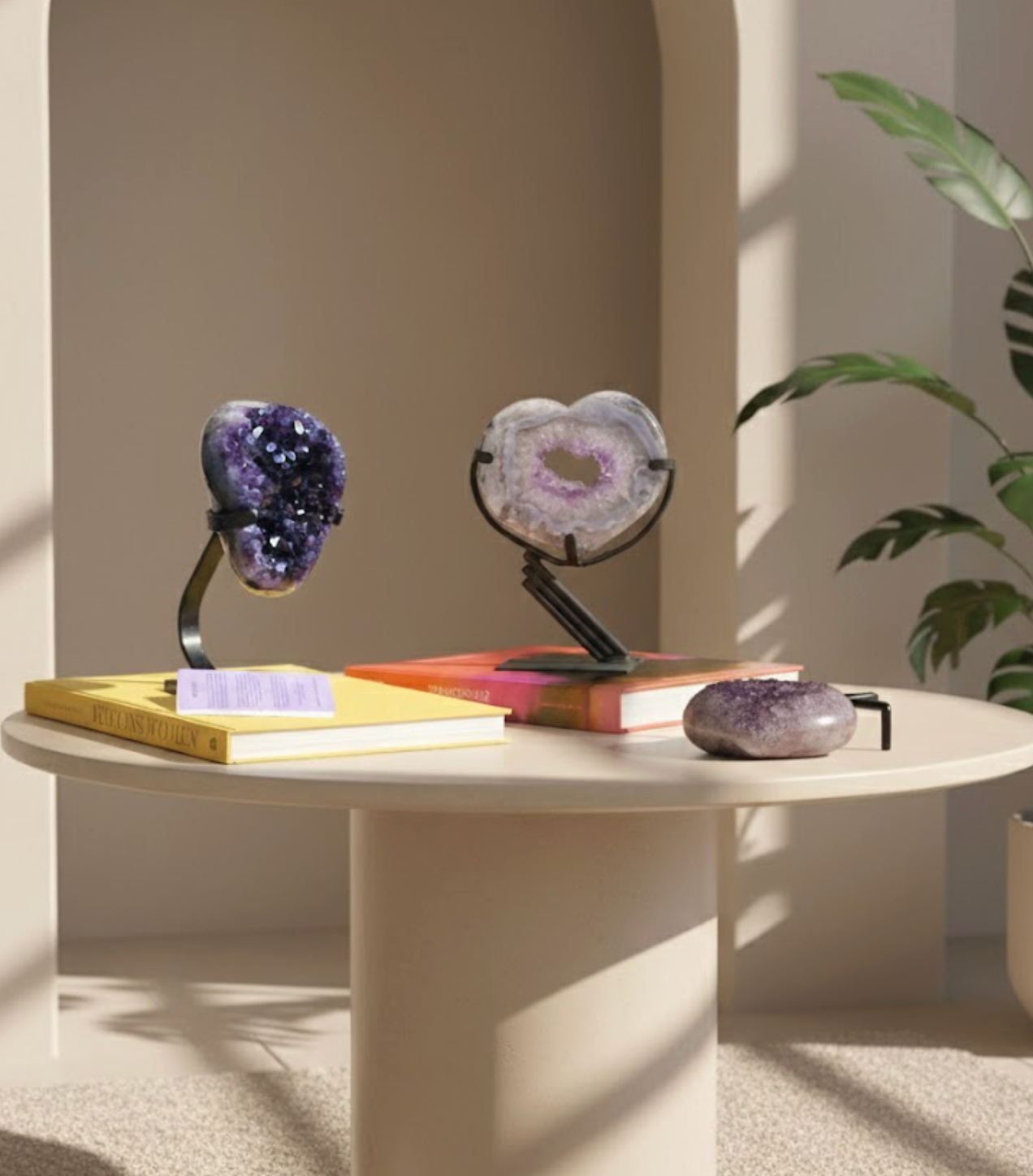 Amethyst Heart & Geode Trio