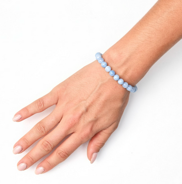 Blue Lace Agate Bracelet - black tourmaline protection crystal bracelet for sale at Crystals.com