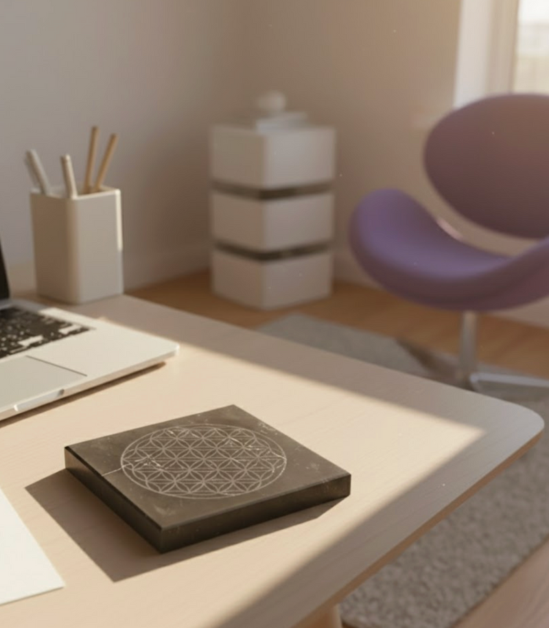 Shungite flower of life Engraved Tile