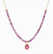 Pink Topaz & Ruby Paperclip Necklace