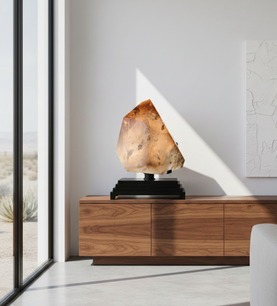 Museum Grade 78 lbs natural Smoky Quartz on Rotating Base