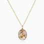 Rutilated Quartz Oval Charm Necklace with Citrine