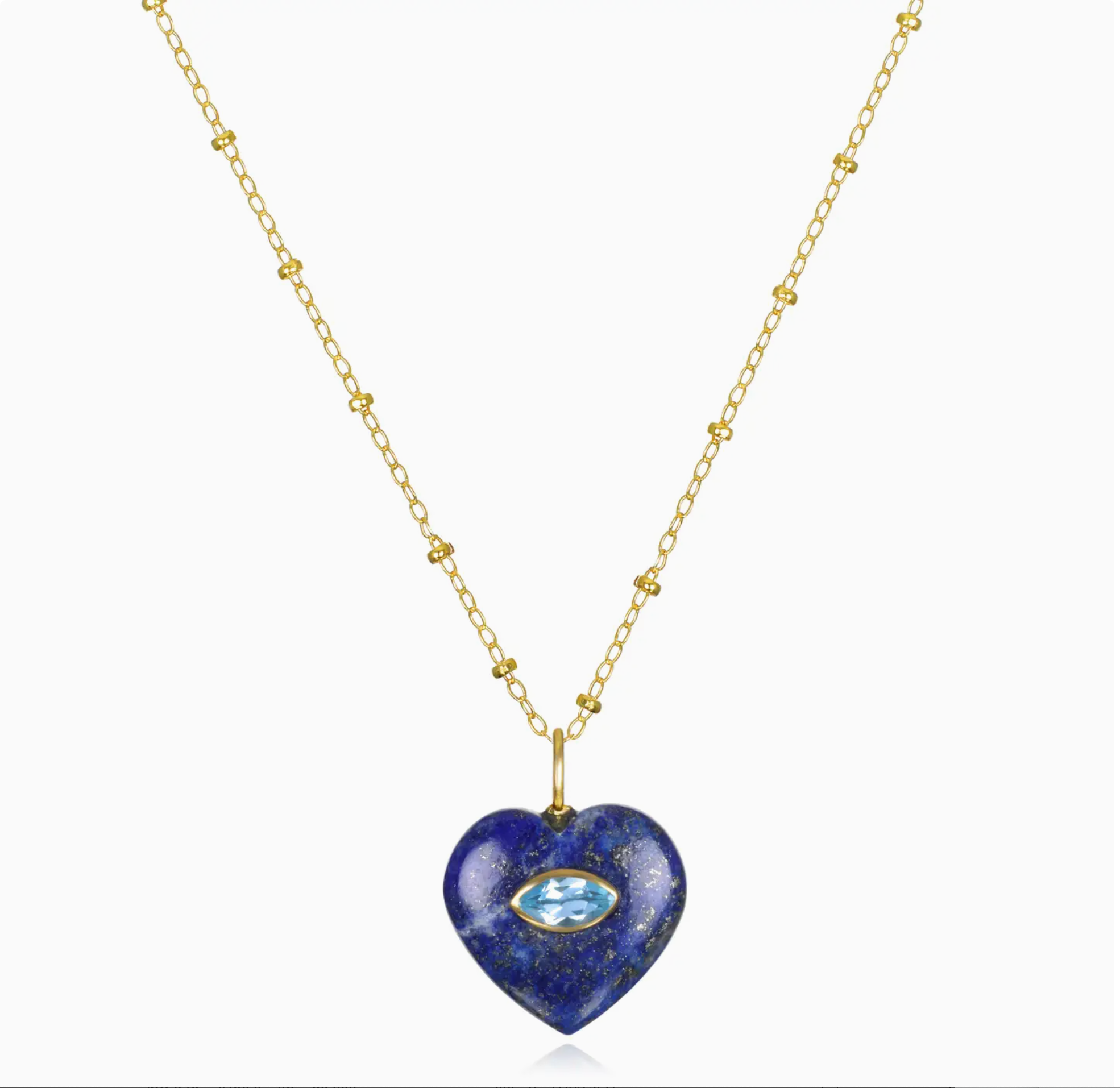 Lapis Lazuli Heart Necklace with Blue Topaz Accent - Image 1