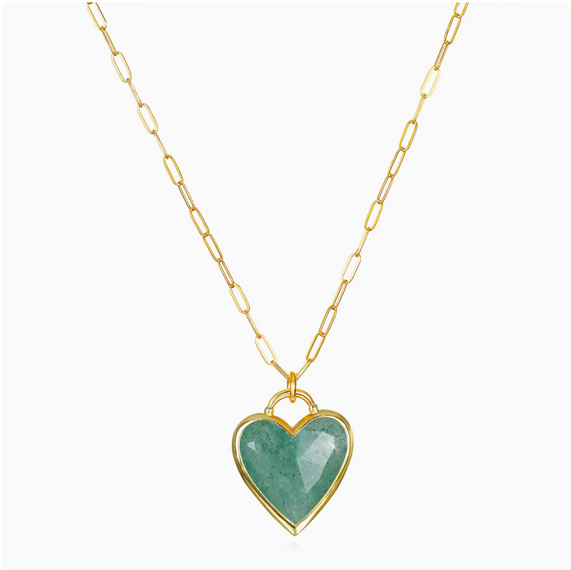 Green Aventurine Heart Pendant Necklace