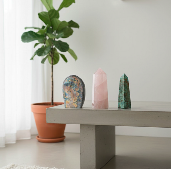 Labradorite, Chrysocolla & Rose Quartz — Intuition, Calm & Heart Set