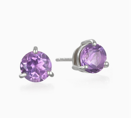 Sterling Silver Amethyst Stud Earrings — Garnet crystal specimen