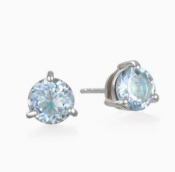 Sterling Silver Aquamarine Stud Earrings