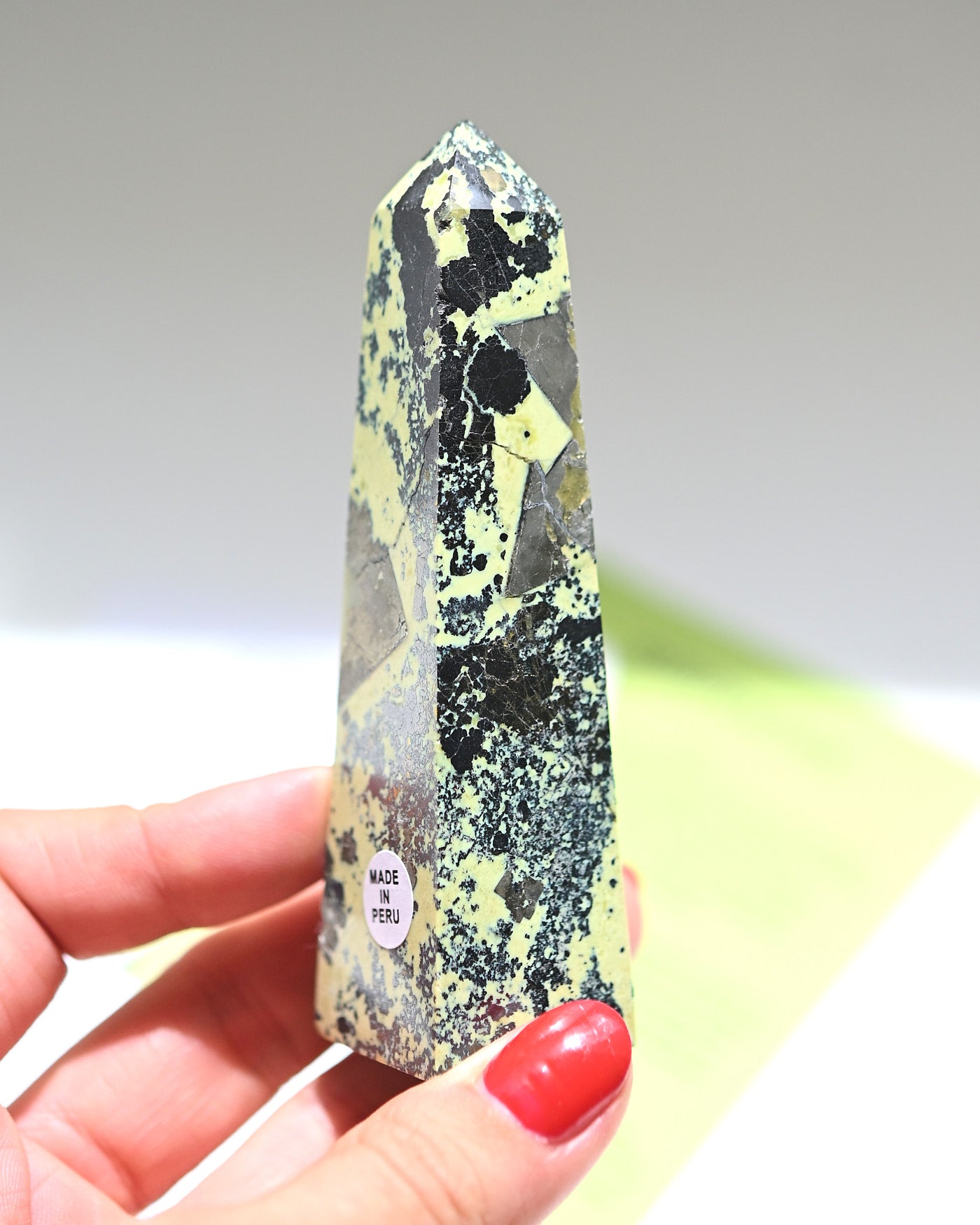 Serpentine w Pyrite Obelisk 4 inch