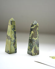 Serpentine w Pyrite Obelisk 4 inch