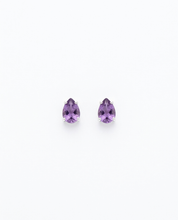 Sterling Silver Tear Drop Amethyst Stud Earrings