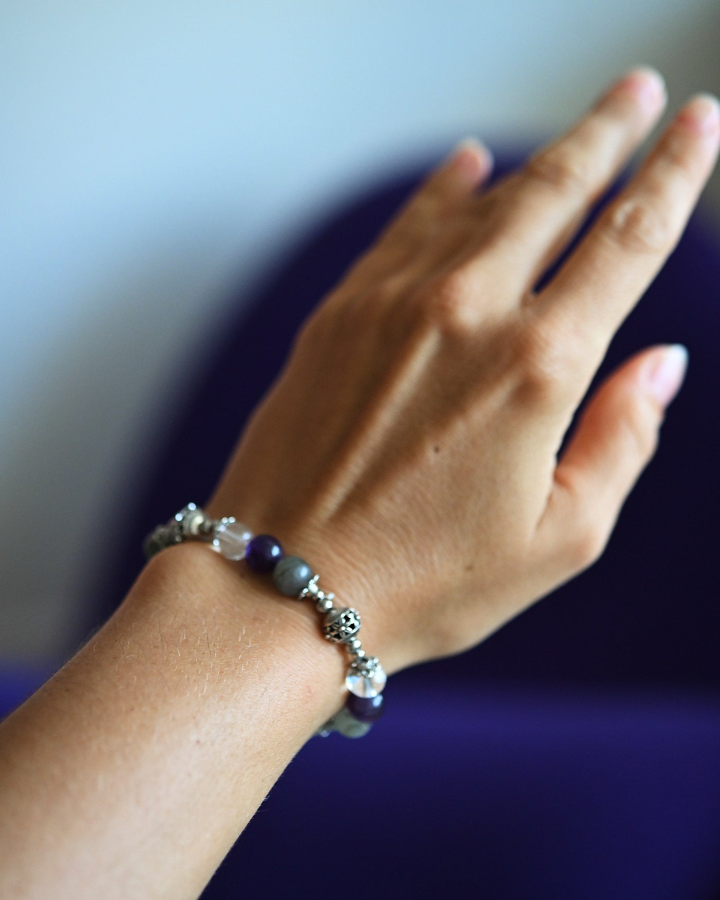 Transformation Bracelet - Clear Quartz, Amethyst + Labradorite