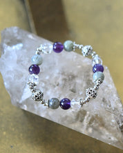 Transformation Bracelet - Clear Quartz, Amethyst + Labradorite
