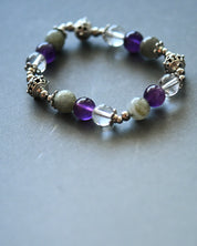 Transformation Bracelet - Clear Quartz, Amethyst + Labradorite