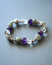 Transformation Bracelet - Clear Quartz, Amethyst + Labradorite