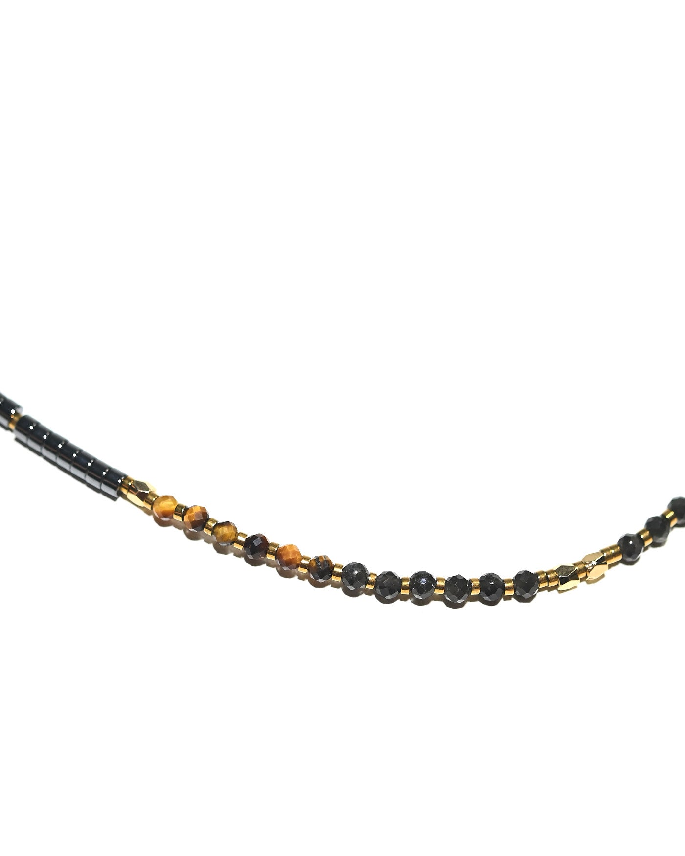 Triple Protection Necklace - Hematite, Tiger Eye + Obsidian