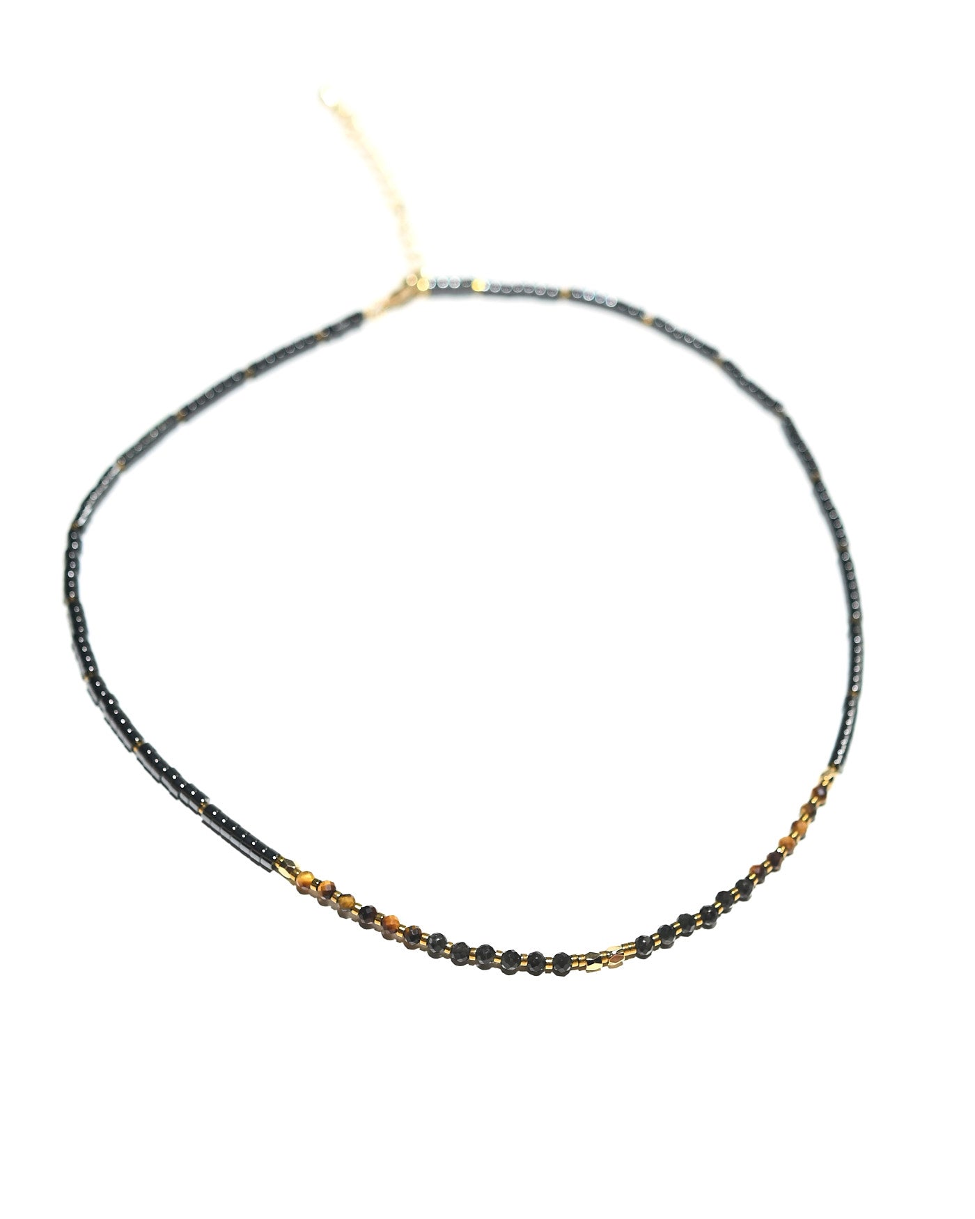 Triple Protection Necklace - Hematite, Tiger Eye + Obsidian