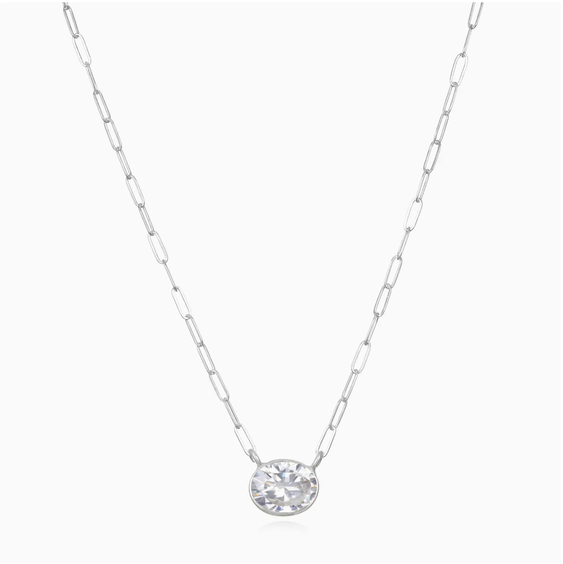 White Topaz Paperclip Necklace