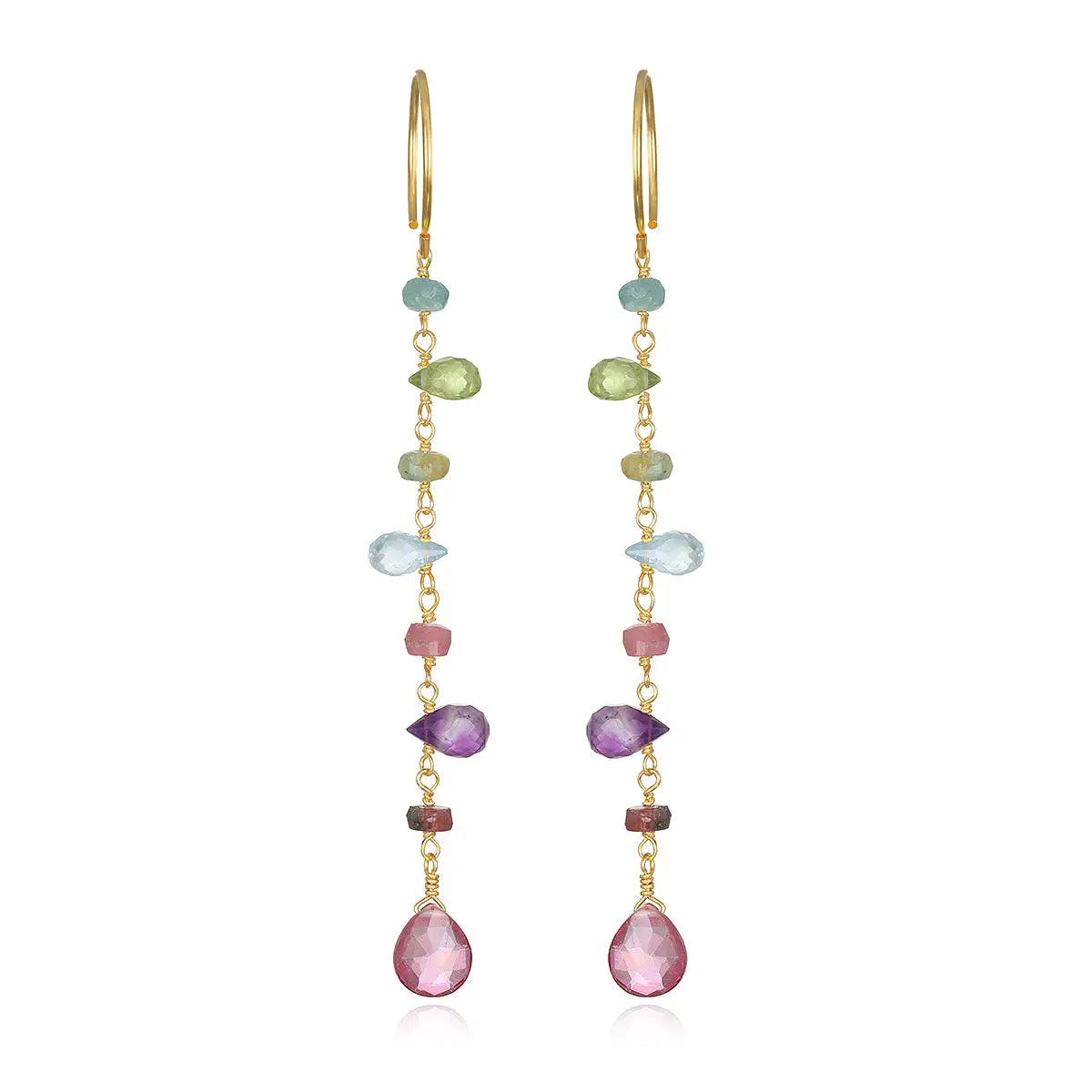 Wildflower Multi-Gemstone Dangle Earrings — Pink Topaz Drops
