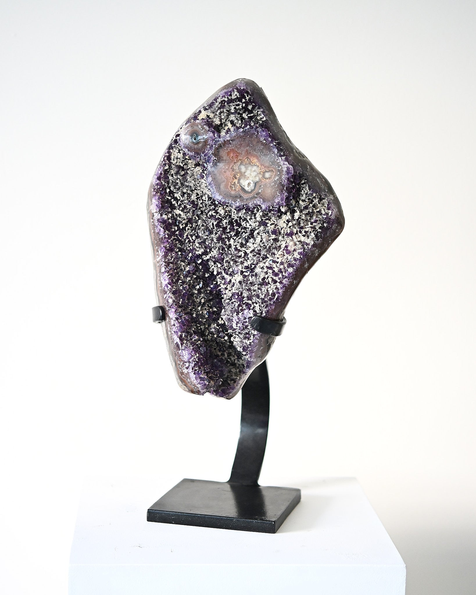 XXL Amethyst w Calcite Geode on Stand 16lbs