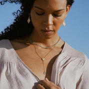 Throat Chakra Lariat Necklace 18kt Gold - Image 2 - Crystals.com