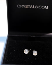 Moonstone stud earrings in Crystals.com gift box