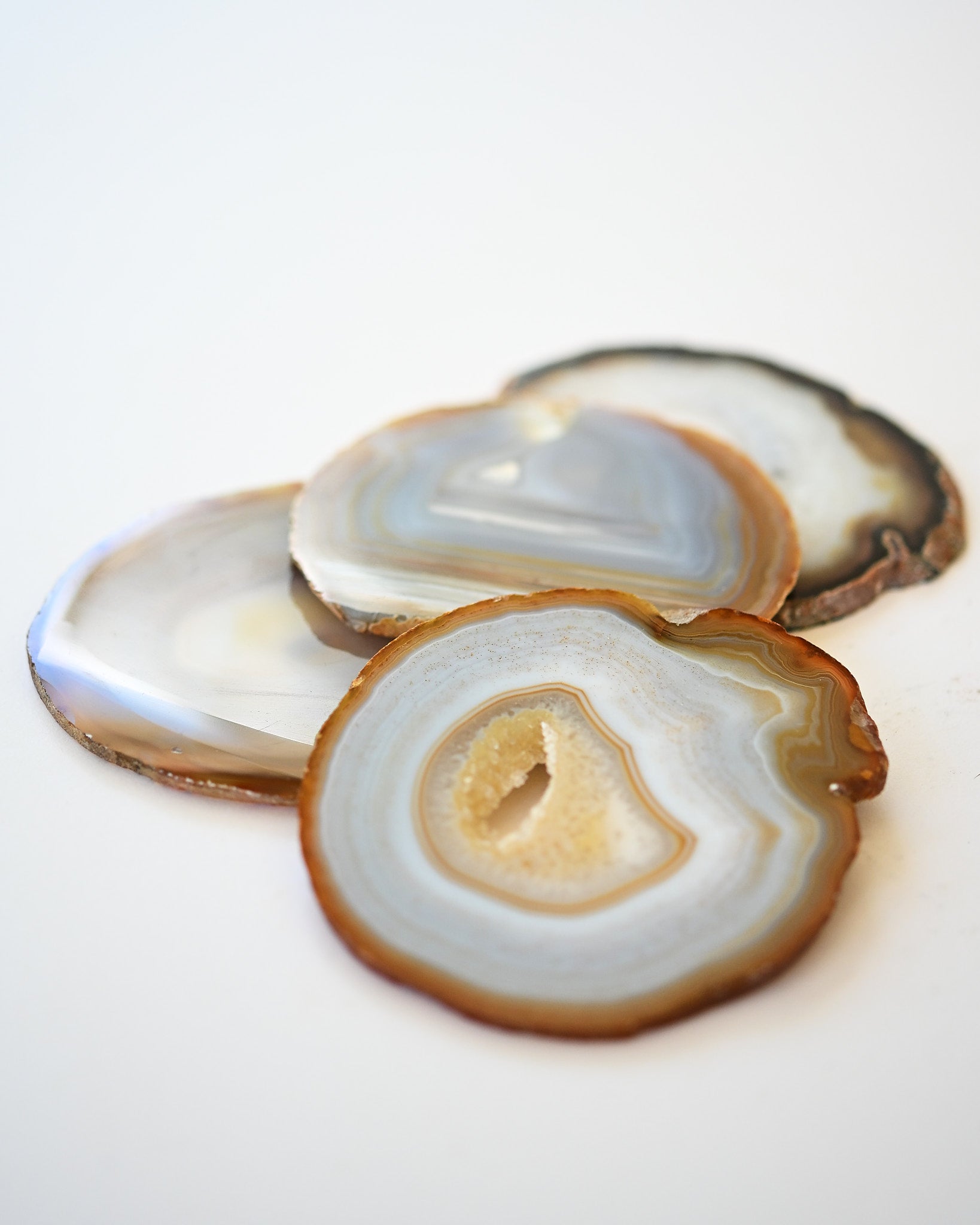 Natural Agate Coaster Set 4pc