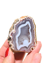 Moroccan agate geode hand scale view