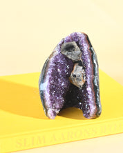 Uruguayan Amethyst Cathedral with Calcite & Goethite - natural amethyst crystal geode view 13