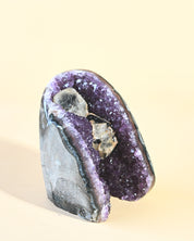 Uruguayan Amethyst Cathedral with Calcite & Goethite - natural amethyst crystal geode view 11