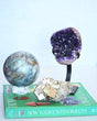 XL Chrysocolla Sphere + Amethyst Geode on Stand + Cubic Pyrite Cluster Bundle