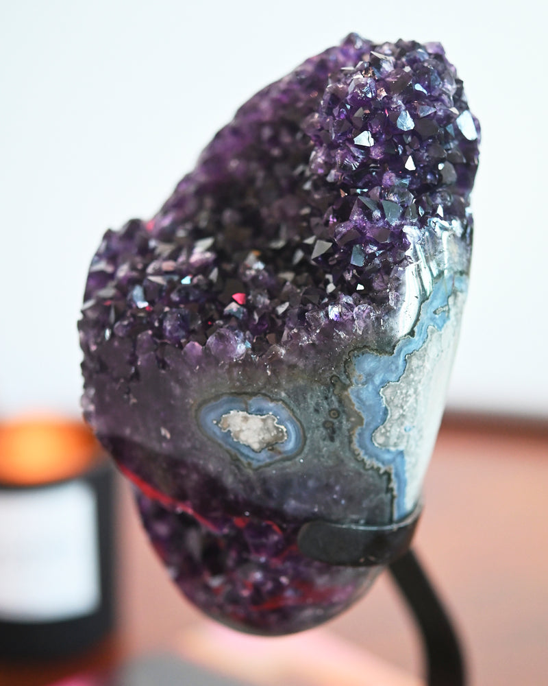 Banded Amethyst Crystal Geode + Stand 4.8bs