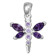 Amethyst Dragonfly Pendant Necklace in Crystals.com signature box