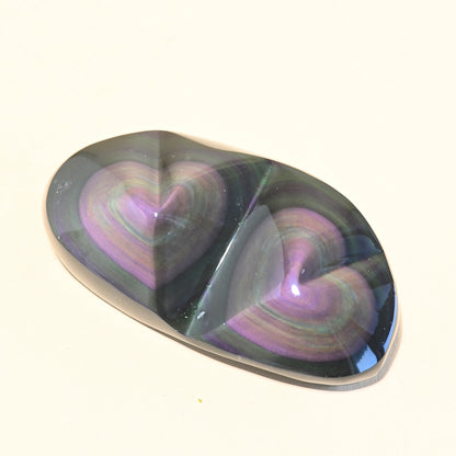 Rainbow Obsidian Double Heart