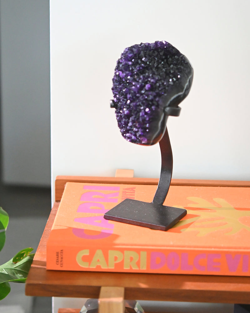 Dark Amethyst Crystal Geode on Stand 4.4lbs