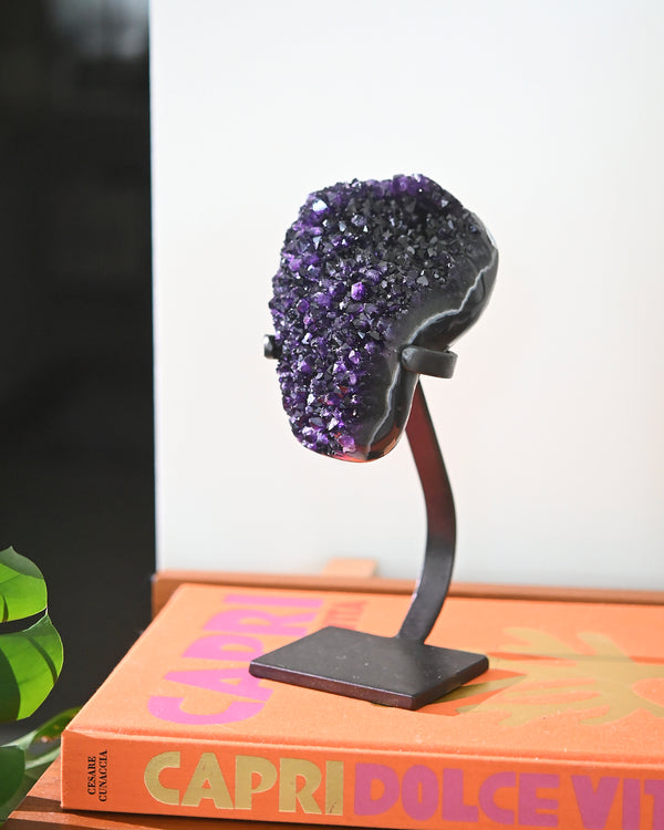 Dark Amethyst Crystal Geode on Stand 4.4lbs